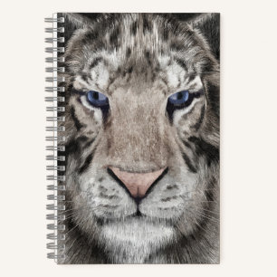 Weißer Tigerkopf Wildtier Ästhetik Notizbuch