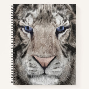 Weißer Tigerkopf Wildtier Ästhetik Notizbuch
