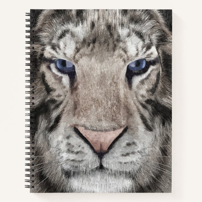 Weißer Tigerkopf Wildtier Ästhetik Notizbuch (Vorderseite)