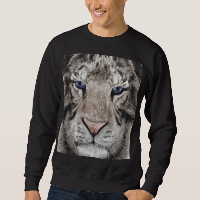 Weißer Tigerkopf Wildtier Ästhetik Sweatshirt (Vorderseite)