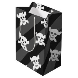 Weißer Totenkopf mit gekreuzter Knochen auf Mittlere Geschenktüte