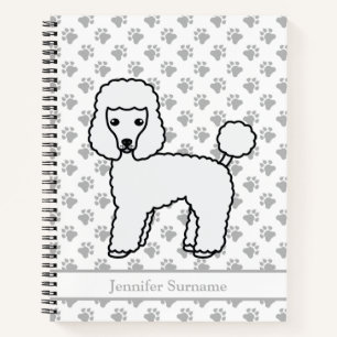 Weißer Toy-Pudel Süßer Cartoon-Hund & Benutzerdefi Notizbuch