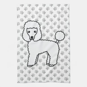 Weißer Toy Pudel Süßer Cartoon Hund Geschirrtuch