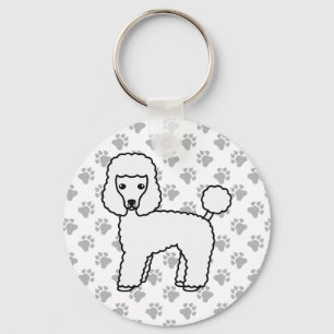 Weißer Toy Pudel Süßer Cartoon Hund Schlüsselanhänger