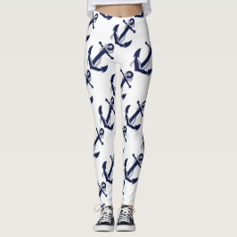 Weißer u. blauer nautischanker leggings