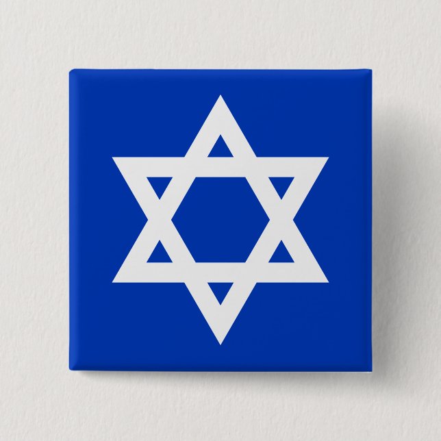 Weißer und blauer Davidstern Button (Vorderseite)