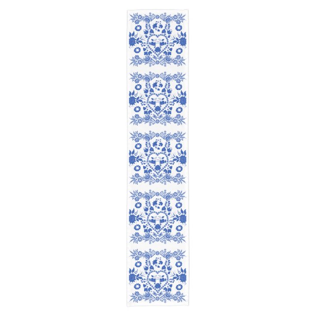 Weißer und blauer europäischer kurzer tischläufer (Vorderseite)