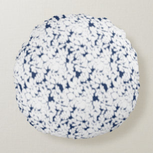 weißer und blauer Hintergrund mit einem Muster Rundes Kissen