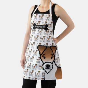 Weißer und brauner Drahthaar-Foxterrier Süßer Hund Schürze