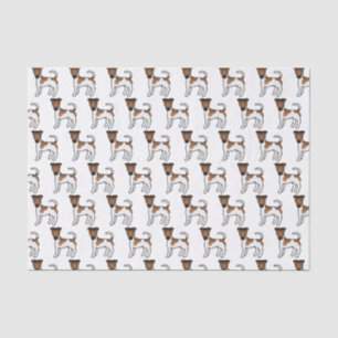 Weißer und brauner glatter Fox Terrier Süße Cartoo Seidenpapier