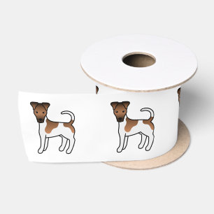 Weißer und brauner glatter Fox Terrier süßer Carto Satinband