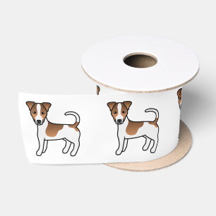 Weißer und brauner glatthaariger Jack-Russell-Terr Satinband
