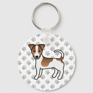 Weißer und brauner glatthaariger Jack-Russell-Terr Schlüsselanhänger