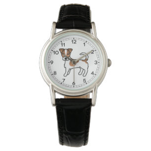 Weißer und brauner rauhaariger Jack Russell Terrie Armbanduhr