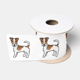 Weißer und brauner rauhaariger Jack-Russell-Terrie Satinband
