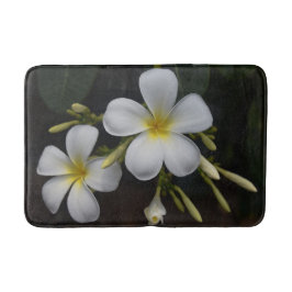 Weißer und gelber Plumeria Badematte