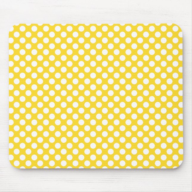 Weißer und gelber Polka-Dot Mousepad (Vorne)