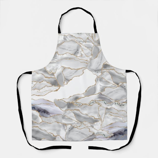 Weißer und Goldbarsch-Glitzer Schürze (Vorderseite)