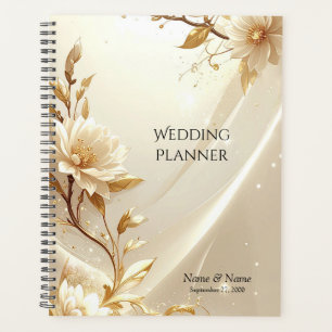 Weißer und goldener Blumenplaner Planer