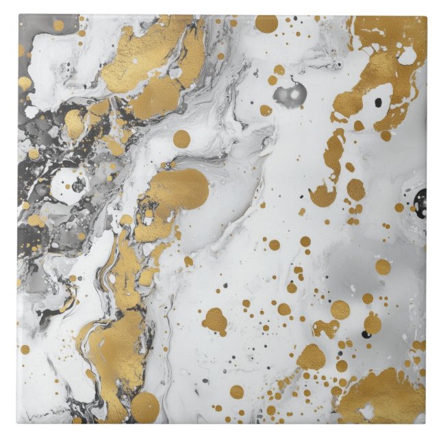 Weißer und goldener gemütlicher Weihnachts- Fliese (Vorderseite)