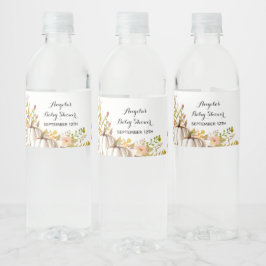 Weißer und goldener Kürbis Wasserfarbe Flasche Eti