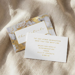Weißer und goldener Marmor - Details Hochzeit Begleitkarte