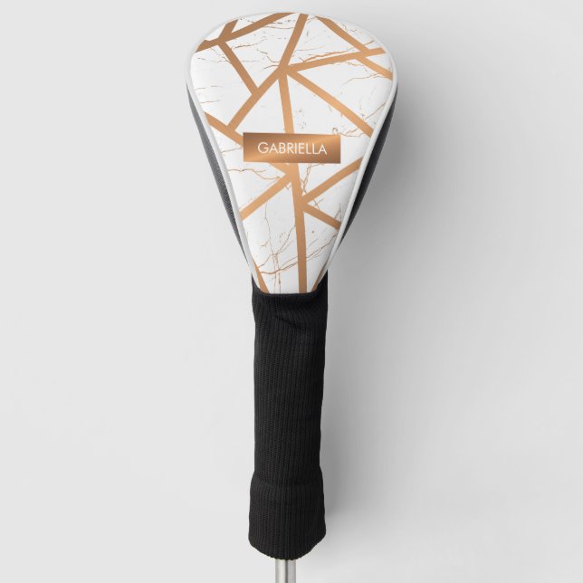 Weißer und goldener Marmor Golf Headcover (Vorderseite)