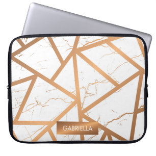 Weißer und goldener Marmor Laptopschutzhülle