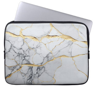 Weißer und goldener Marmor Laptopschutzhülle