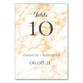 Weißer und goldener Marmor Tischnummer