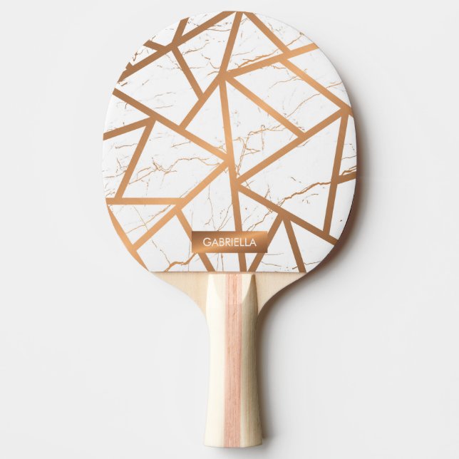 Weißer und goldener Marmor Tischtennis Schläger (Vorderseite)