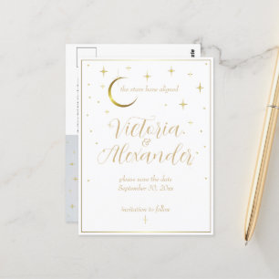 Weißer und goldener moderner minimaler Himmelsspei Postkarte