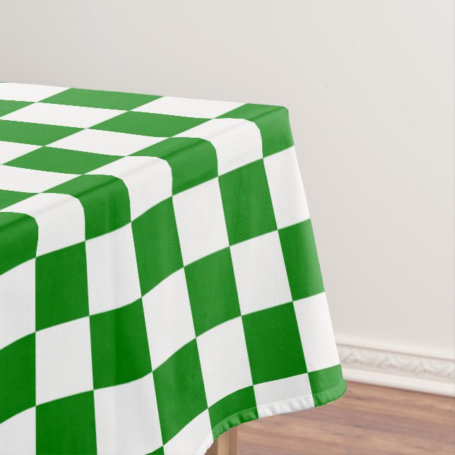 Weißer und grüner karierter Karo Tischdecke (Beispiel)