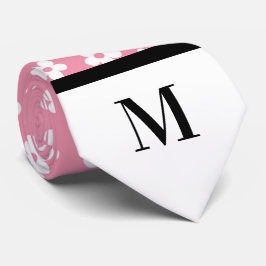 Weißer und hellrosafarbener Milchsaft, monogrammat Krawatte