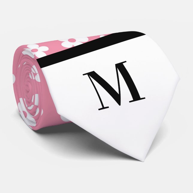 Weißer und hellrosafarbener Milchsaft, monogrammat Krawatte (Gerollt)