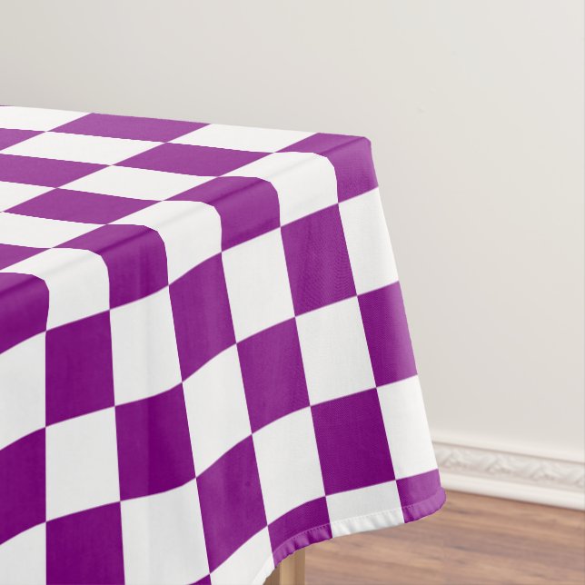 Weißer und lila karierter Karo aus Baumwolle Tischdecke (Beispiel)