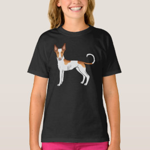 Weißer und roter Ibizan Hound mit glattem Fell Car T-Shirt