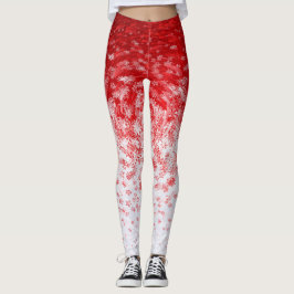 Weißer und roter Schneeflockensturm Leggings