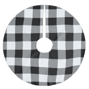 Weißer und schwarzer Büffel-Karo - karierter Polyester Weihnachtsbaumdecke