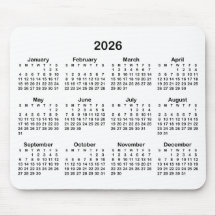 Weißer und schwarzer Kalender 2026