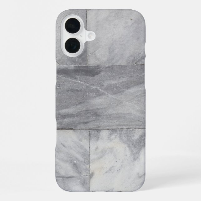 Weißer und schwarzer Marmor iPhone 16 Plus Hülle (Rückseite)