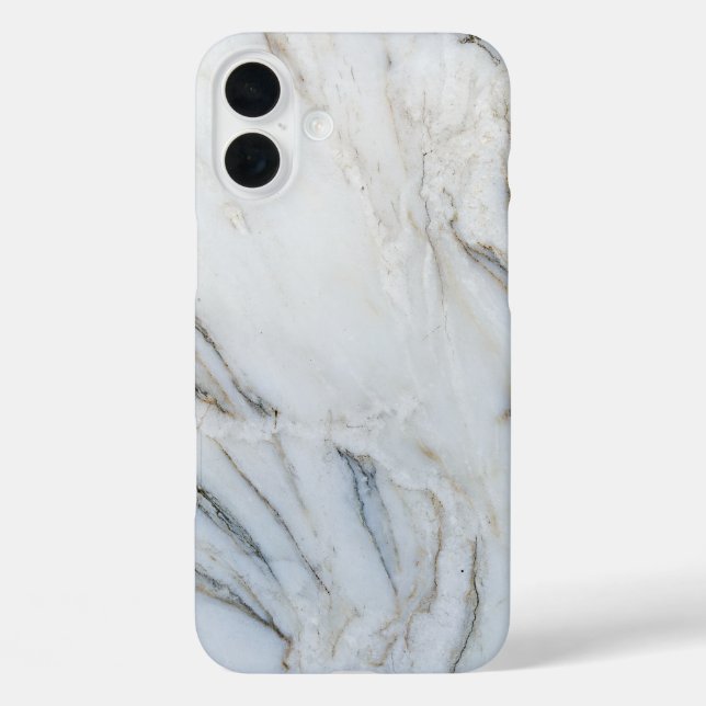 Weißer und schwarzer Marmor iPhone 16 Plus Hülle (Rückseite)