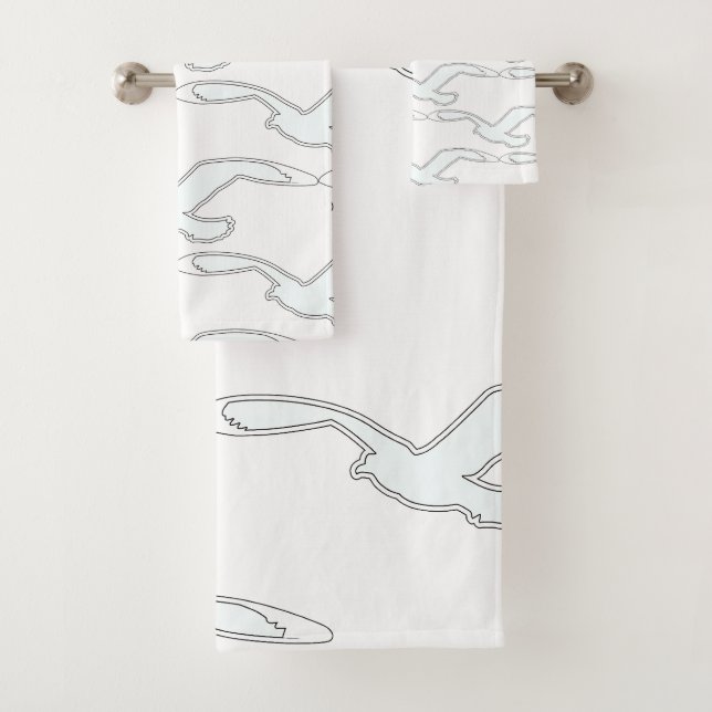 Weißer Vogel in der Wohngestaltung Badhandtuch Set (Insitu)