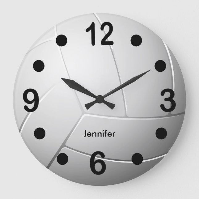 Weißer Volleyball Große Wanduhr (Vorderseite)