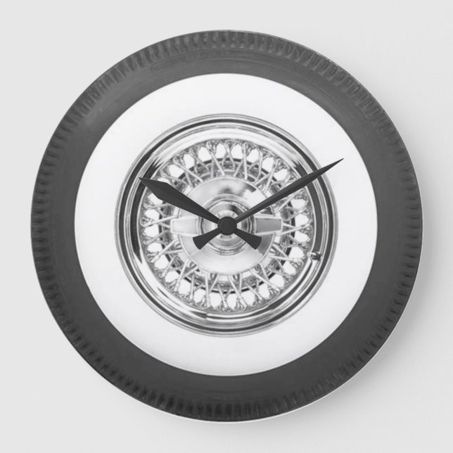 Weißer Wandreifen Große Wanduhr (Vorderseite)