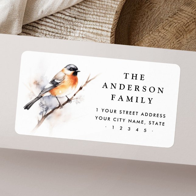 Weißer Wasservogel-Rücksendeadresse Adressaufkleber (Watercolor bird white return address label)