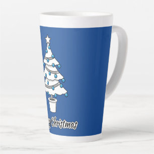 Weißer Weihnachtsbaum Blaue Dekorationen - Frohe W Milchtasse