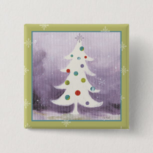 Weißer Weihnachtsbaum Button