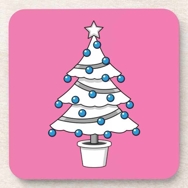 Weißer Weihnachtsbaum Getränkeuntersetzer (Vorderseite)