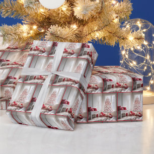 Weißer Weihnachtsbaum mit Geschenken Geschenkpapier